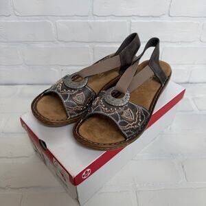 Rieker NEW in box Regina Smoke Sling Back Sandals Comfortable sz 41